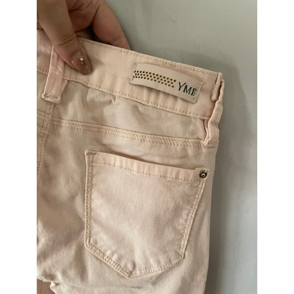 YMI Pastel Peach/Pink Hyper-stretch Skinny Bottom Pants - Picture 8 of 9